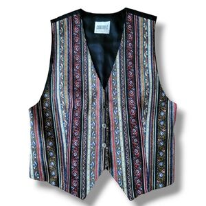 Vintage 90s CONRAD C Paisley Stripe Button-up Vest